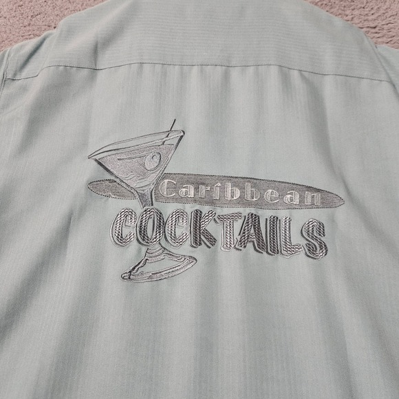 Caribbean Other - Caribbean Cocktails Pineapple Button Down Shirt Men's Large Green‎ Short Sleeve